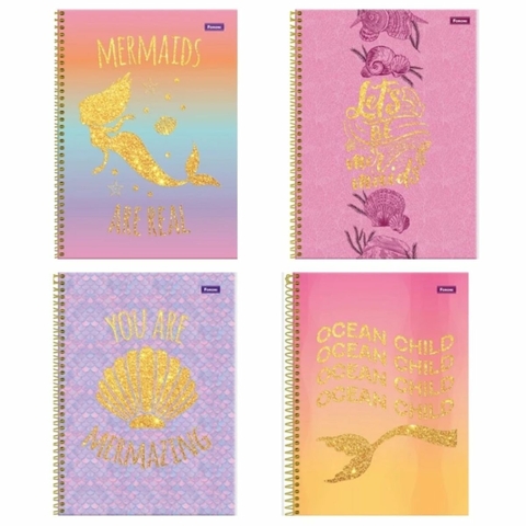 Caderno Espiral CD Colegial 10 Matérias Sereia 160 Fls