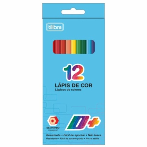 Lápis de Cor Sextavado D+ 12 Cores Tilibra
