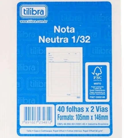 Talão de Pedido 1/32 2 Vias Pequeno 40x2 vias Tilibra