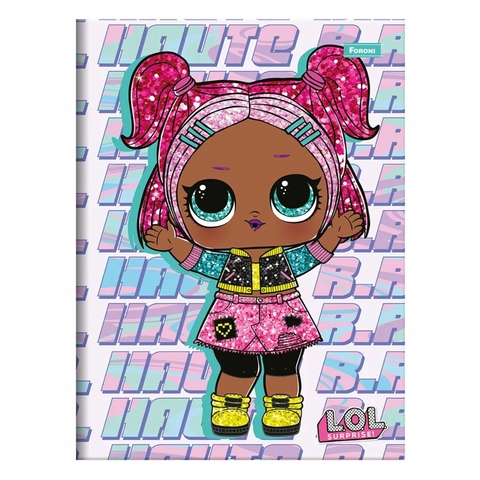 Caderno Brochura 1/4 Pequeno Capa Dura 80 Fls LOL - Foroni