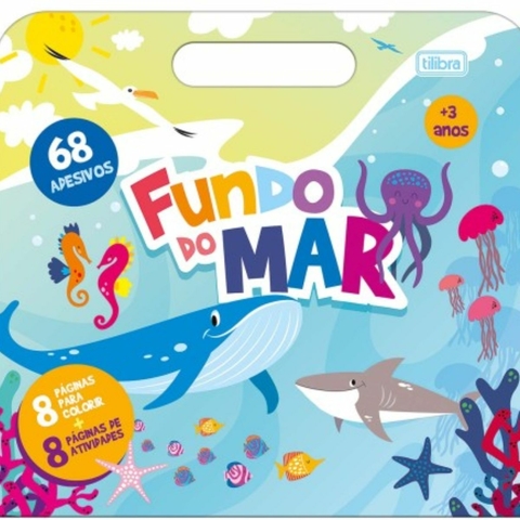 Cartilha e Maleta Fundo do Mar Brincar e Colorir 8 Folhas