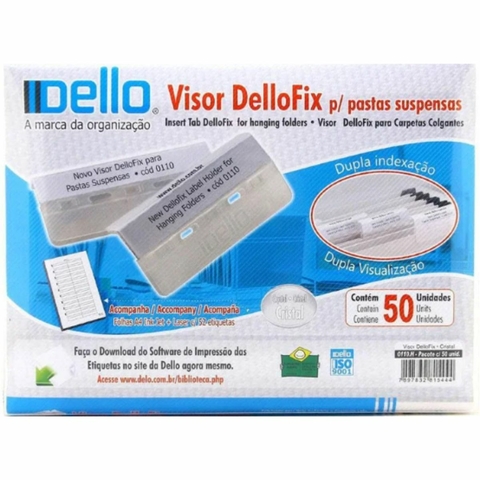 Visor e Etiqueta p/ Pasta Suspensa Dellofix Cristal cx C/50