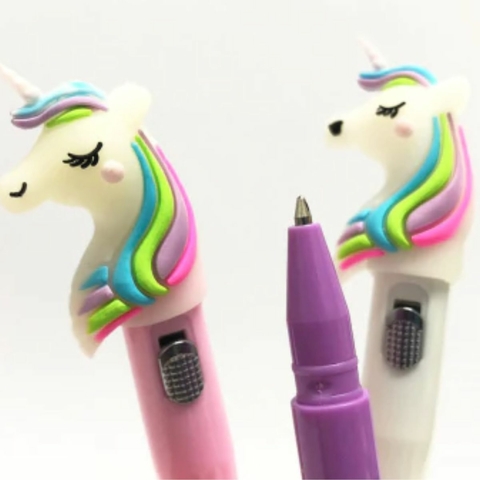 kit com 3 Canetas de Escrita Fina - Unicórnio sem Led