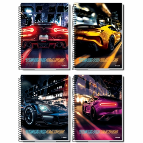 Caderno Espiral Capa Dura 1/4 96 folhas Tecnocars - Credeal