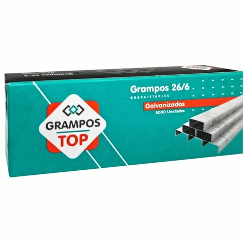 Grampo Galvanizado Para Grampeador 26/6 Caixa Com 5000 Top