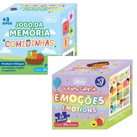 Kit com 1 Quebra Cabeça e 1 Memória 24 peças cada Tilibra