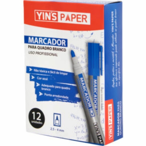 Marcador para Quadro Branco Azul caixa com 12 Yins