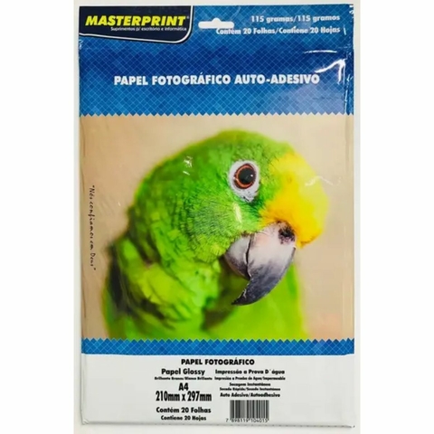 Papel Foto Glossy Autoadesivo 115g A4 Pacote com 20 folhas