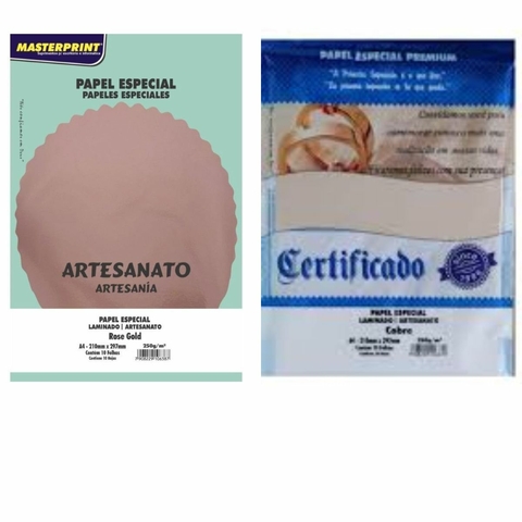 Kit com 1 Papel Rose Gold e 1 Papel Cobre 250 gr Laminado