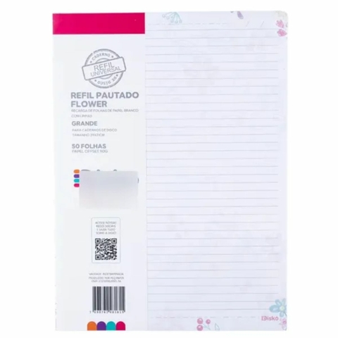 Refil Para Caderno De Discos All Flower G-50 Fls 90g Diskô