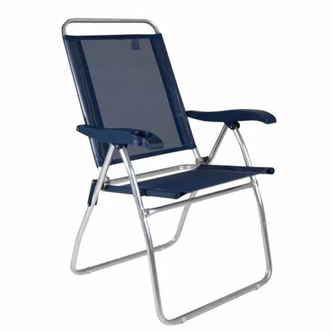 Cadeira de Praia ou Camping Reclinável Boreal Azul Marinho Mor