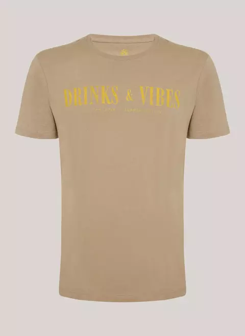 Camiseta Masculina Regular Fit Drinks e Vibes Bege John John - comprar online