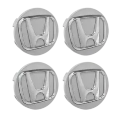 Jogo de Calota Central Tampa Miolo De Roda Honda Civic Prata C/Boton