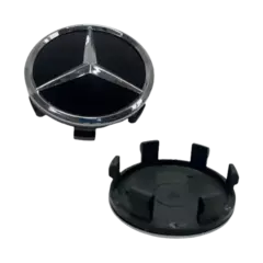 Jogo de Calota Central Tampa Miolo De Roda Mercedes AMG Preta C/Boton - comprar online