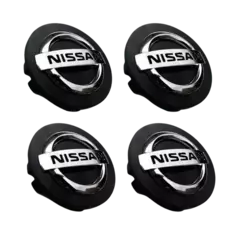 Jogo de Calota Central Tampa Miolo De Roda Livina/Sentra/March Preta C/Boton