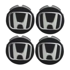 Jogo de Calota Central Tampa Miolo De Roda Honda Fit/City Preta C/Boton