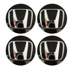 Jogo de Calota Central Tampa Miolo De Roda Honda Civic Preta C/Boton