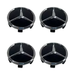 Jogo de Calota Central Tampa Miolo De Roda Mercedes AMG Preta C/Boton