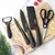 Conjunto de facas de cozinha 5 peças, conjunto de facas de aço preto de alta q - comprar online