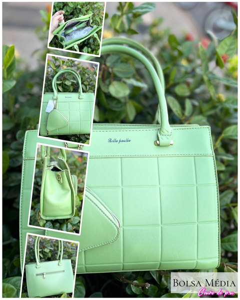 Bolsa Feminina Média com Porta Moedas e Interior com Divisão - Verde - comprar online