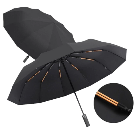Sombrilla Kastel Automática Reforzada 10 Variilas Premium Negra