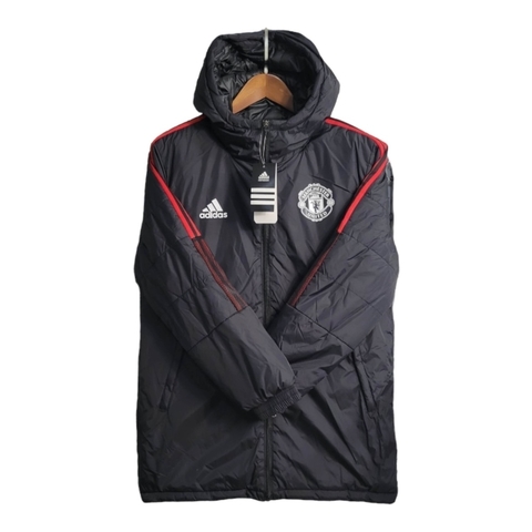 Jaqueta Corta-Vento Manchester United 23/24 - Masculina Adidas - Preta com detalhes em vermelho