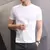 Camisetas masculinas branco preto manga curta solta em torno do pescoço camisas na internet