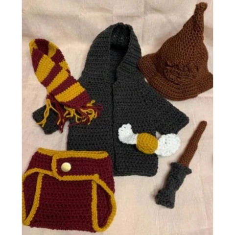Fantasia Harry Potter em Crochê Ensaio Fotográfico Newborn