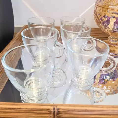 Jogo com 6 Xícaras de Café em Vidro Transparente - 90 ml