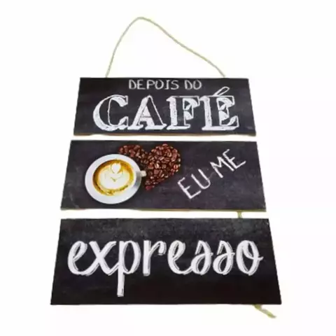 Jogo de Placas Decorativas 3 Peças em MDF com Corda - 44x25cm