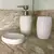 Kit Banheiro Lavabo de Porcelana Cor Branco Flocos com Detalhe Prateado Linha Paris - 3 Peças - Apto 321