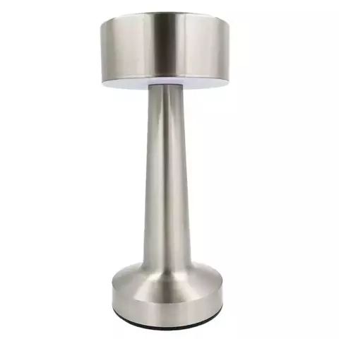 Luminária de Mesa Halter em Metal Prata com Display Touch e Recarregável via Cabo USB - 21,5cm