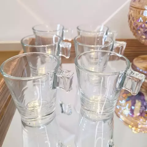 Conjunto com 6 Xícaras de Café em Vidro Transparente - 80 ml