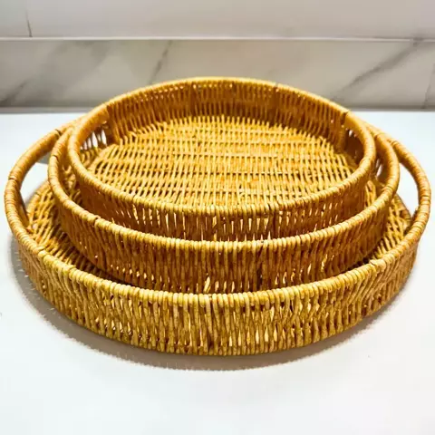 Jogo de Cestos Organizadores Redondos em Plástico - 3 Peças