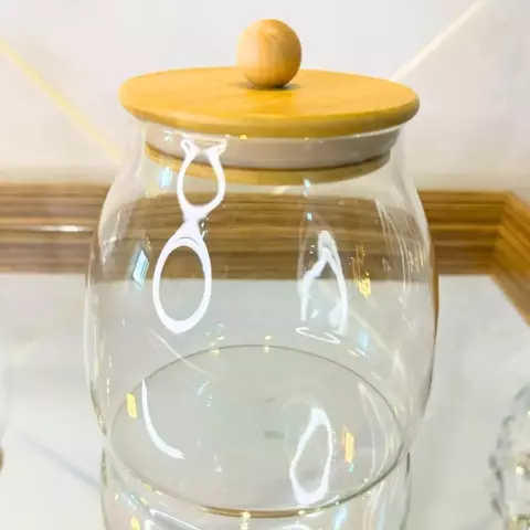 Pote Hermético em Vidro com Tampa de Bambu - 700 ml