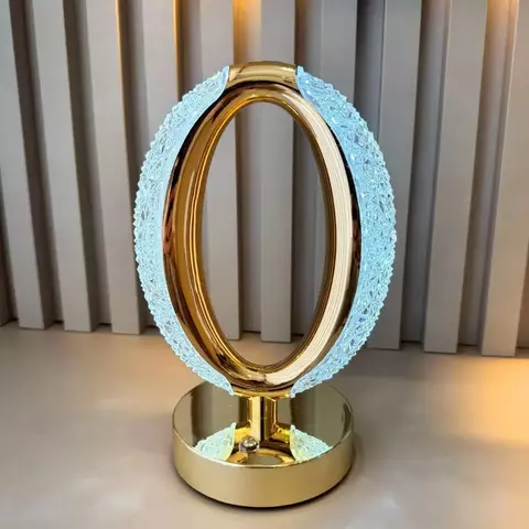 Luminária de Mesa Cristal com Display Touch e Cabo USB – 21cm