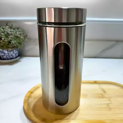 Pote Hermético de Vidro e Inox com Tampa – 1,3L