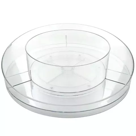 Organizador Giratório Redondo com 4 Divisórias em Plástico - 24 cm