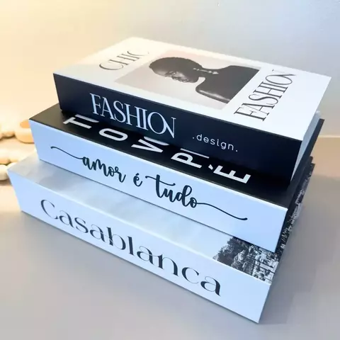 Conjunto com 3 Caixas Livro Decorativas Encaixáveis