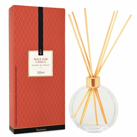Difusor de Aromas Maçã com Canela com Varetas e Frasco de Vidro 200ml