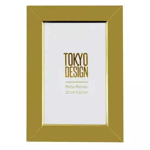 Porta-Retrato Decorativo de Aço Inox Dourado com Vidro - 10x15cm