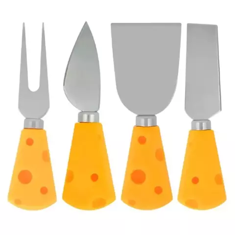 Conjunto de Facas para Queijo com Cabo em Formato de Queijo – 4 Peças