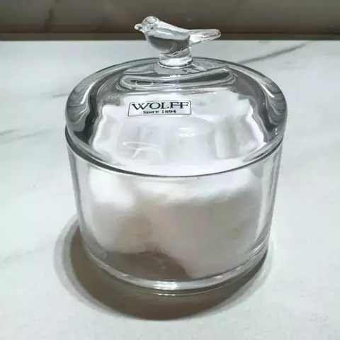 Pote Bird Pequeno em Cristal com Tampa da Wolff – 7,5x8,5cm