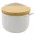Saleiro de Mesa em Porcelana Branca da Lyor com Tampa de Bambu e Colher - 10x9,5cm - ELLA DOMUS