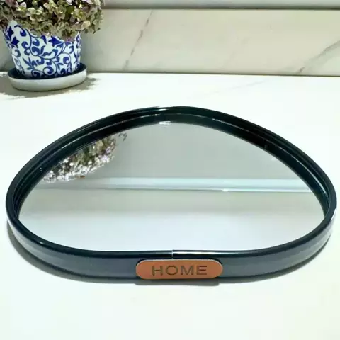 Bandeja Decorativa Espelhada de Metal Cor Preta com Escrita "Home" - 20 cm