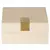 Caixa Quadrada Decorativa de MDF com Couro Sintético na Cor Areia e Detalhe Dourado - 19x8x18cm na internet