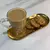 Conjunto com 2 Bandejas de Metal Oval Dourado - 23x9cm - Apto 321