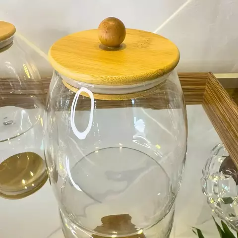 Pote Hermético em Vidro com Tampa de Bambu - 1L