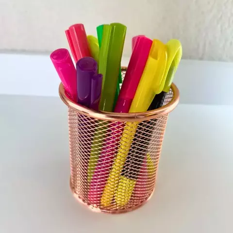 Porta-Treco Aramado Redondo em Metal Rosé Gold – 10x9 cm