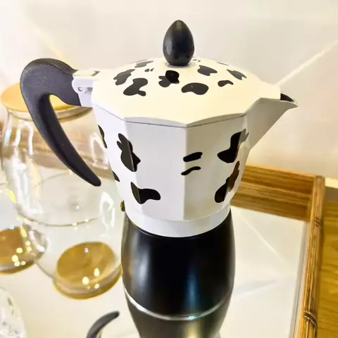 Cafeteira Italiana em Alumínio Branco com Preto – 300ml (6 Xícaras)